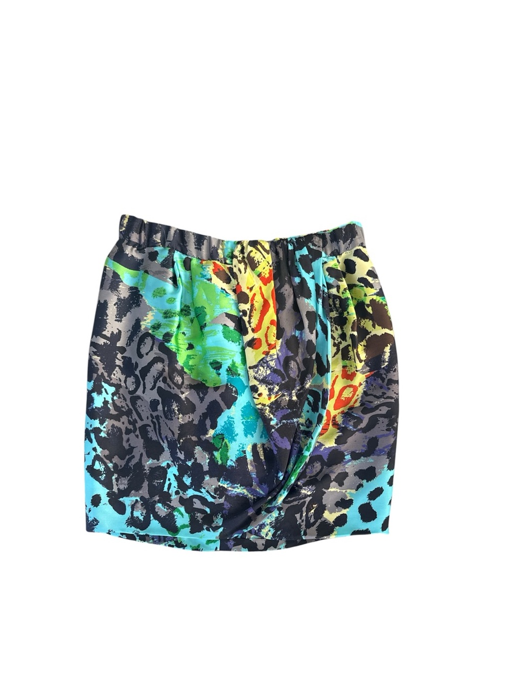 Multicolor Animal-Print Draped Mini Skirt